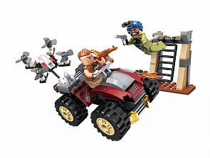 Конструктор - Горная засада: машина с фигурками и аксессуарами, 128 деталей, собран (Enlighten Brick, BRICK3202 (С))